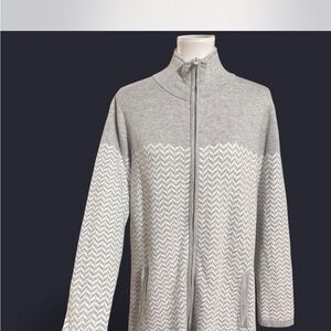Women’s Gray Knitted Aspen Full-Zip Sweater 1X
